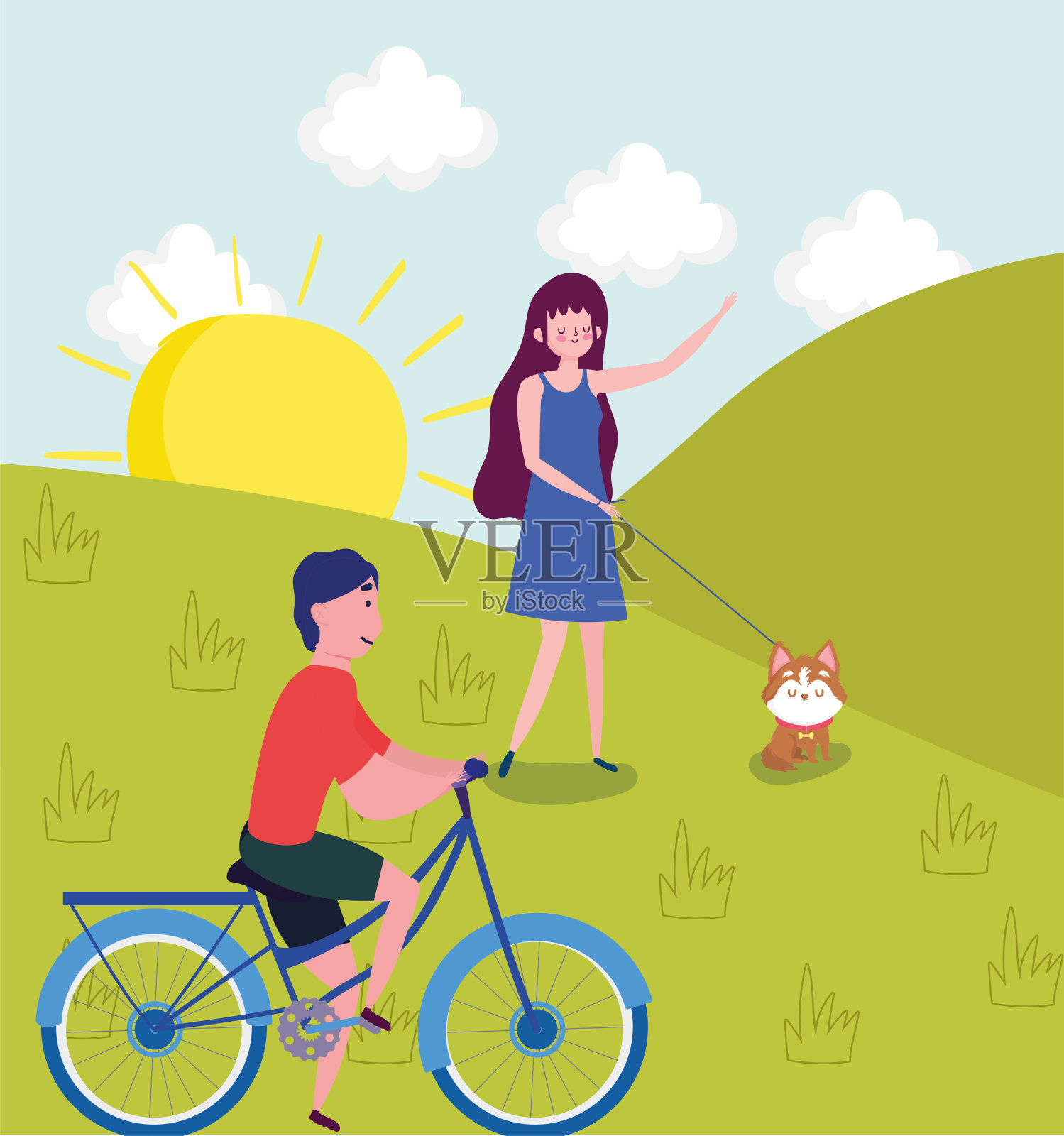 人民公园活动插画图片素材