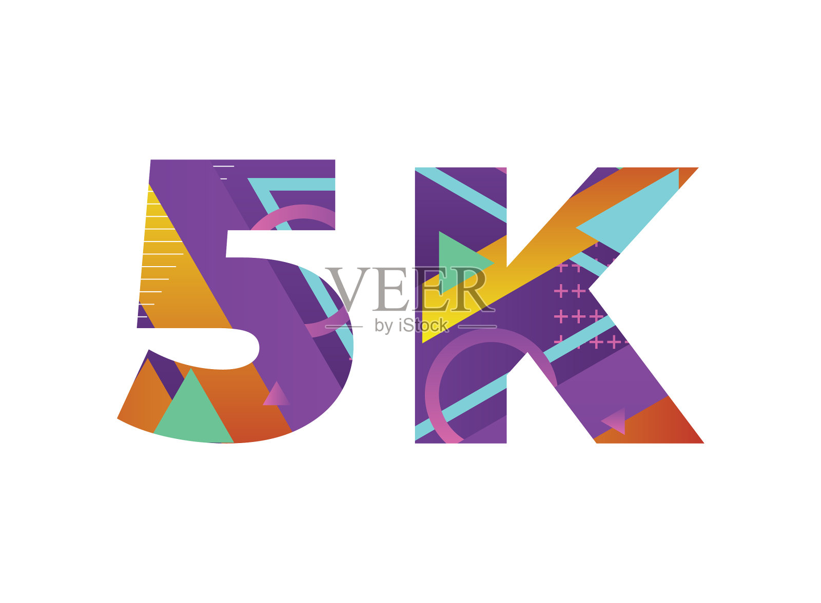 5k概念复古多彩的文字艺术插画图片素材