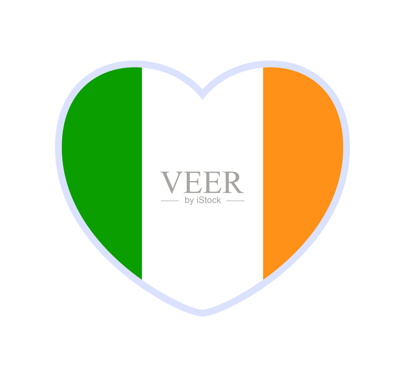 心形的爱尔兰国旗。图标平心象征爱的背景国旗。矢量插图。插画图片素材