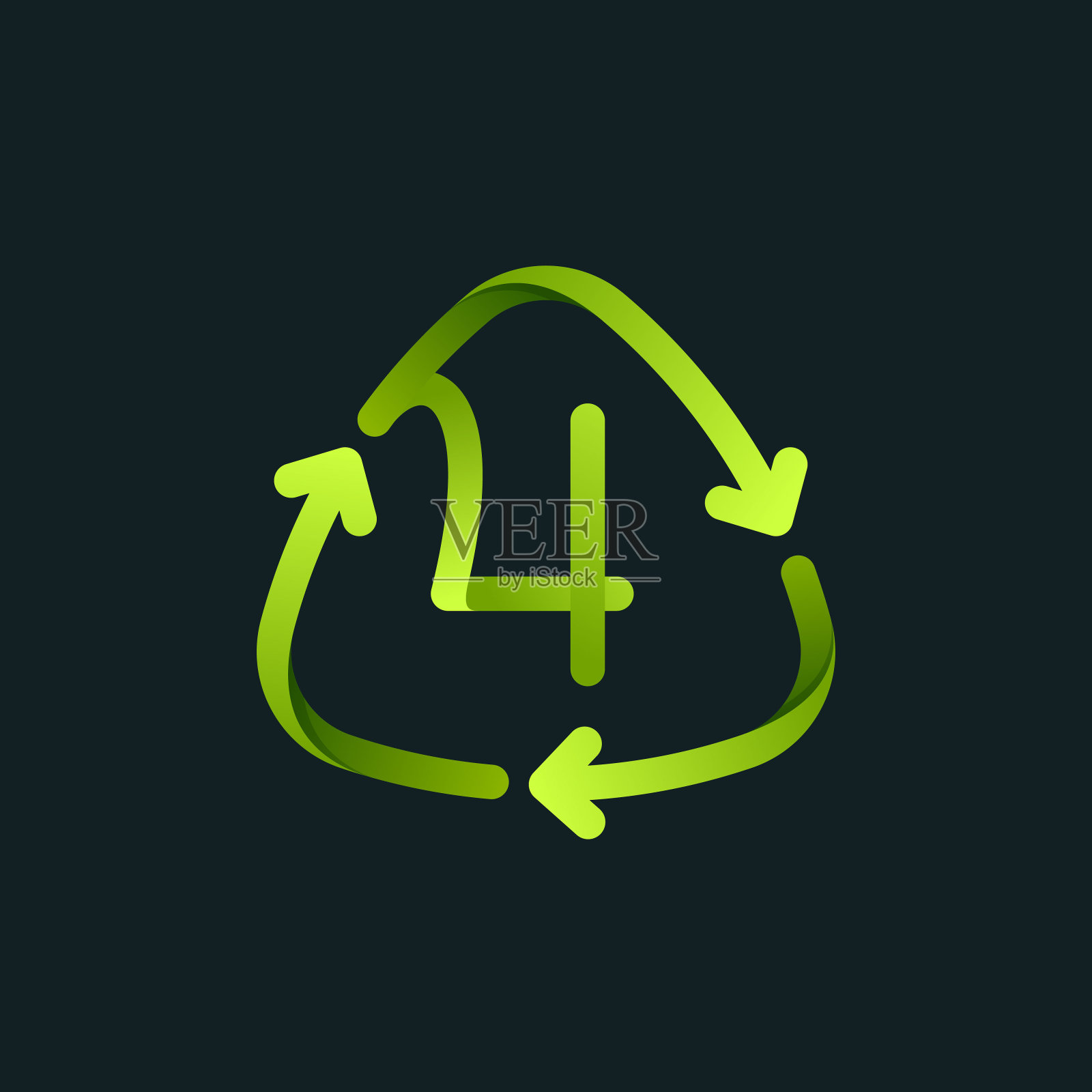 回收标志与第四行标志。插画图片素材