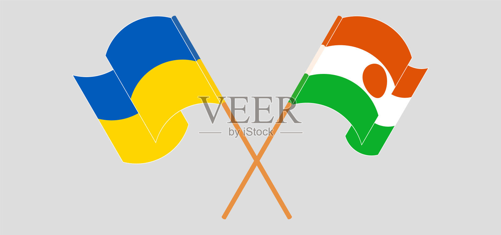 乌克兰和尼日尔的交叉旗帜。官方色彩。正确的比例插画图片素材