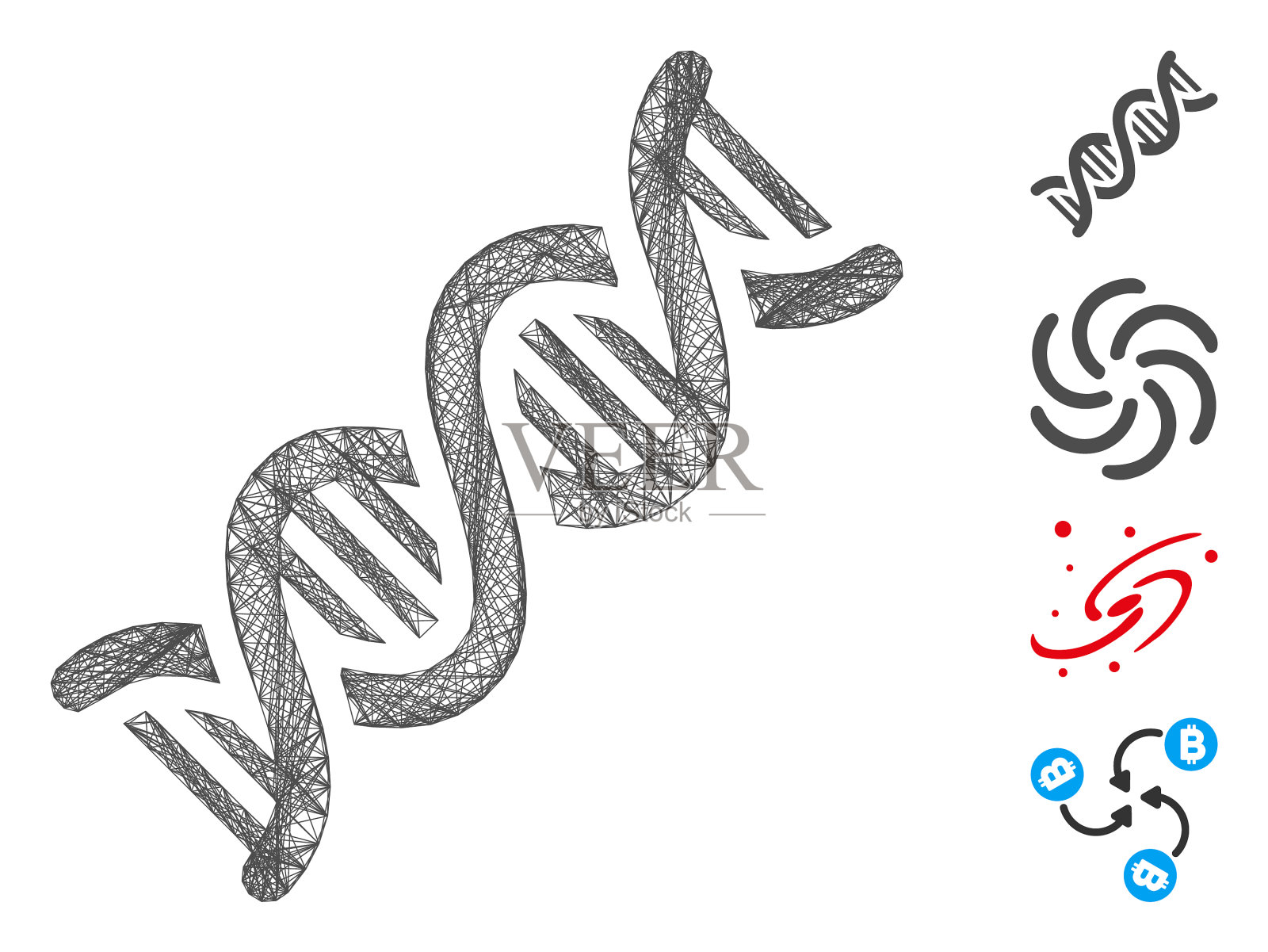 阴影DNA螺旋网格插画图片素材