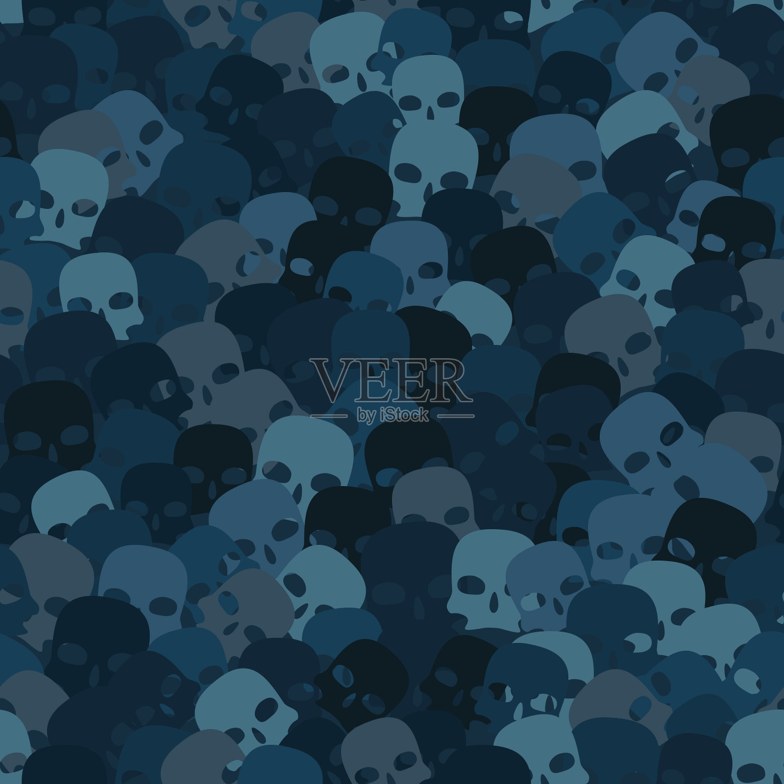 伪装水蓝色船桨轮廓无缝插画图片素材