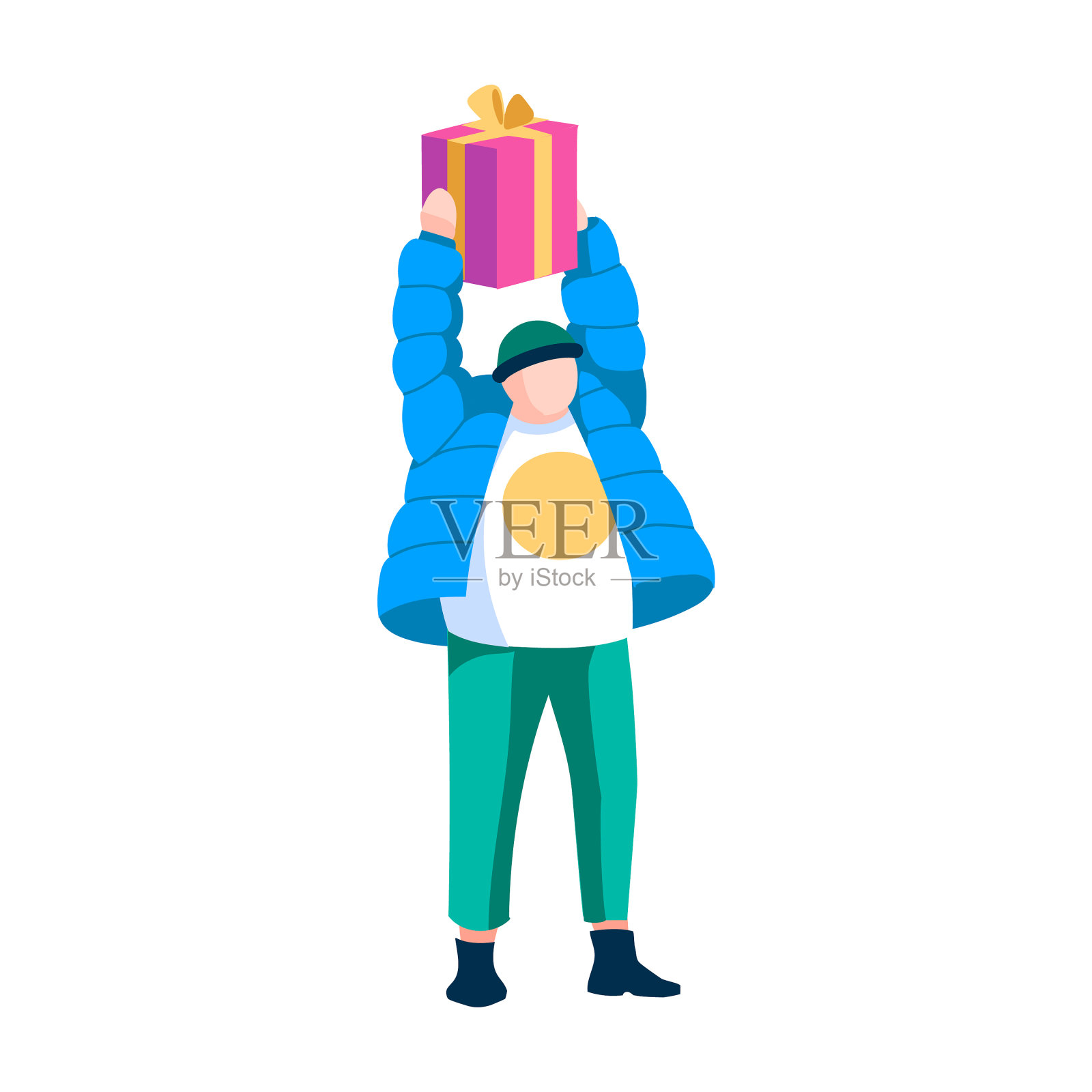 拿着礼盒的年轻人设计元素图片