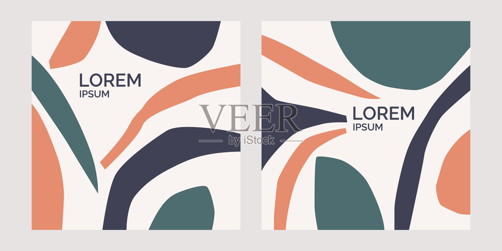 一套海报是用抽象画组成的插画图片素材