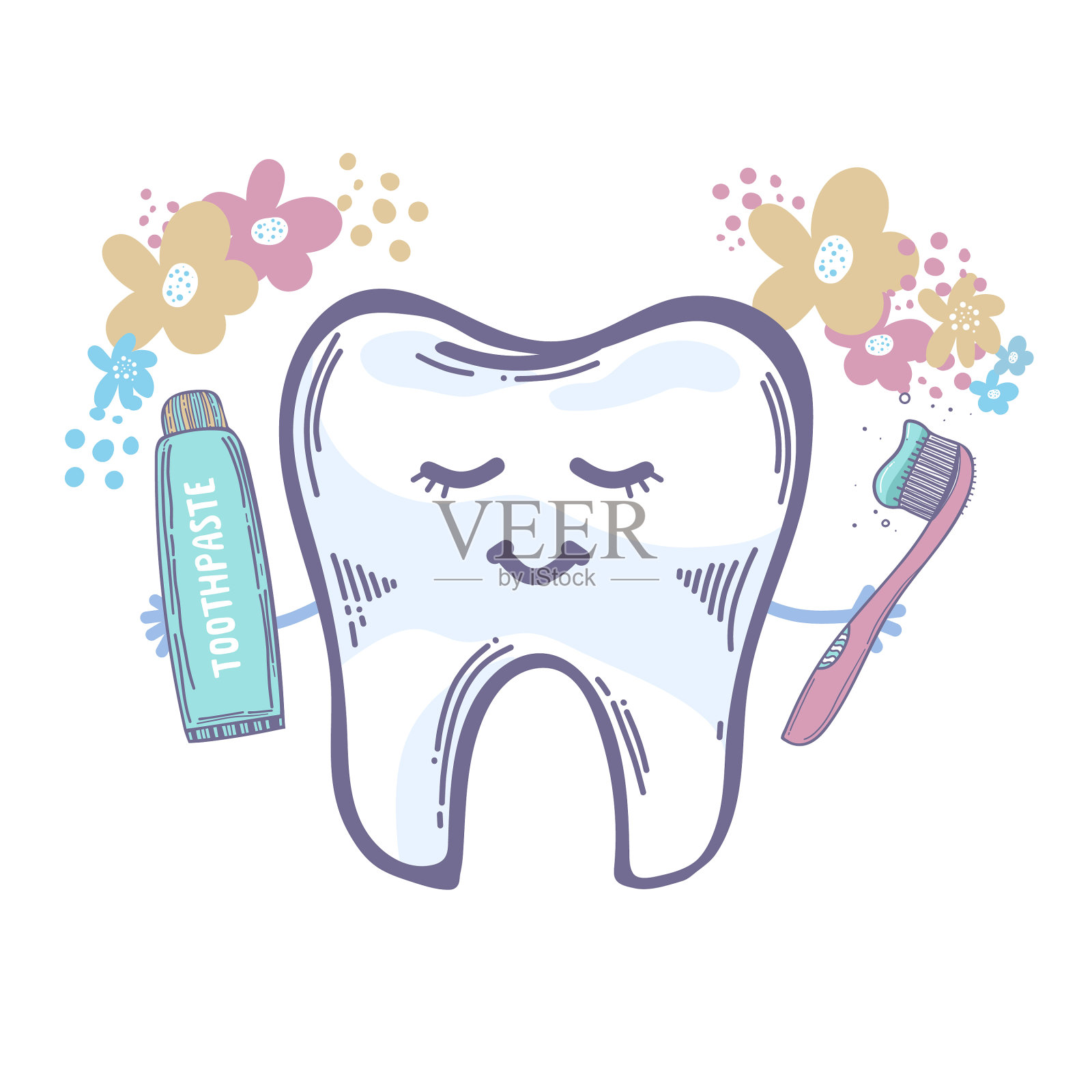 牙齿用牙刷牙膏微笑