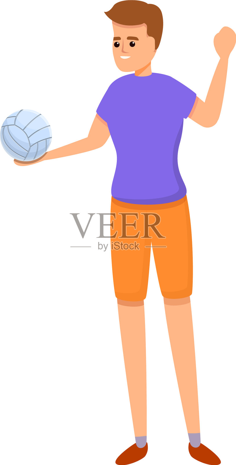 活跃的排球运动员卡通风格图标设计元素图片