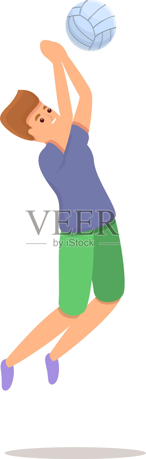 强大的排球踢图标卡通风格设计元素图片
