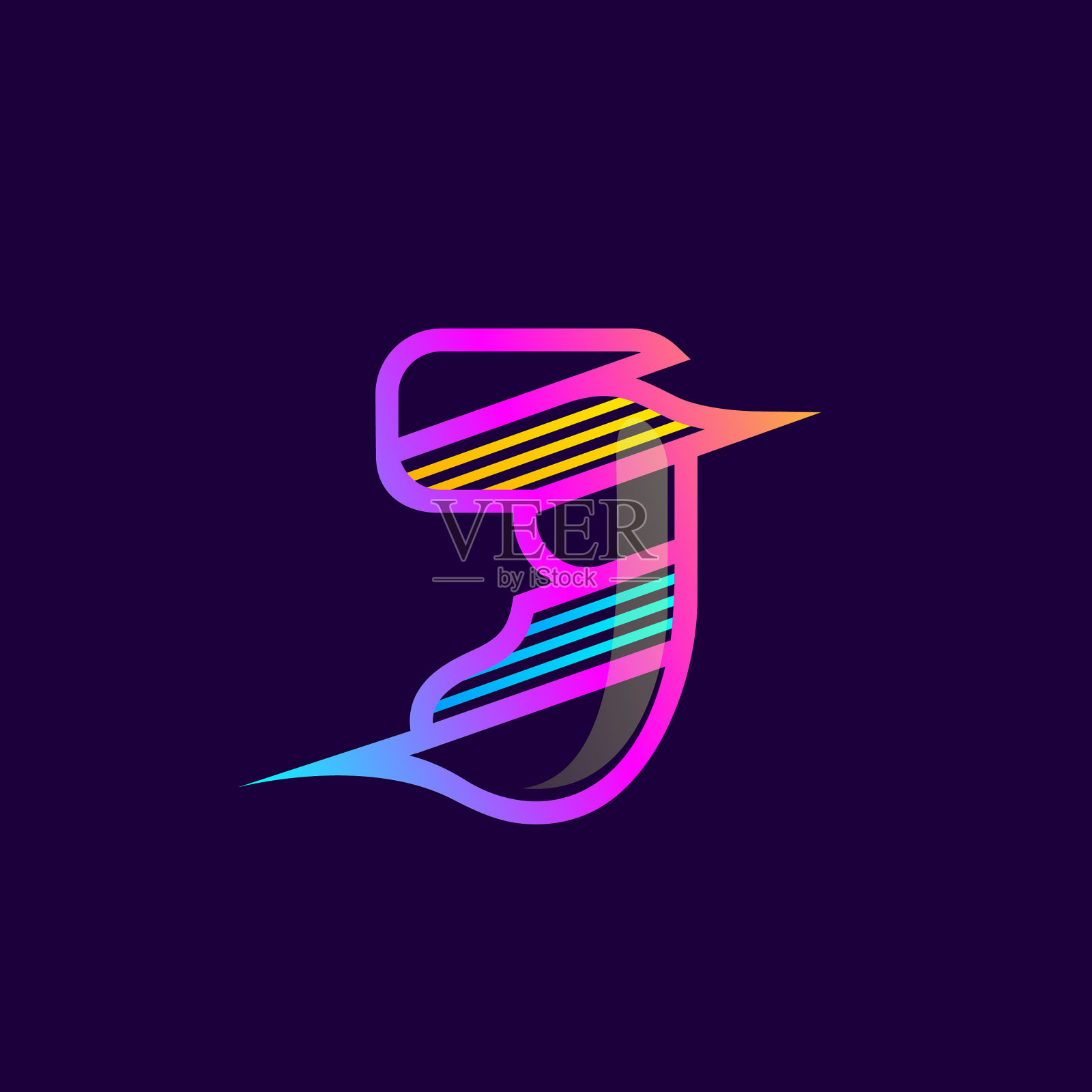 J字标志用对角多色线插画图片素材