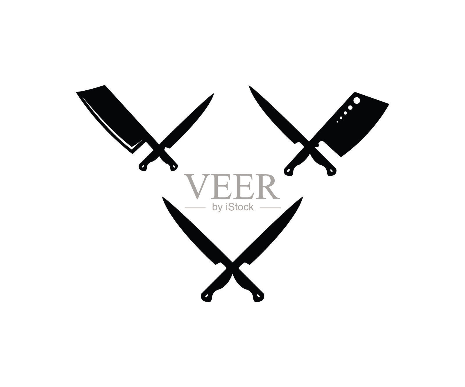 复古肉刀切肉刀交叉插画图片素材