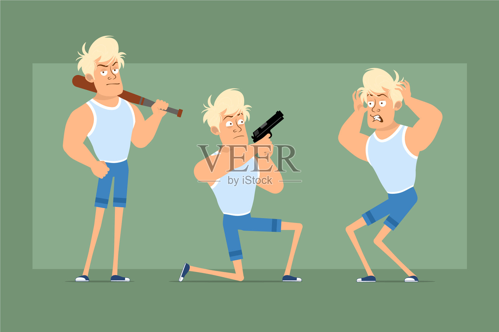 卡通扁金发运动员人物集图标素材