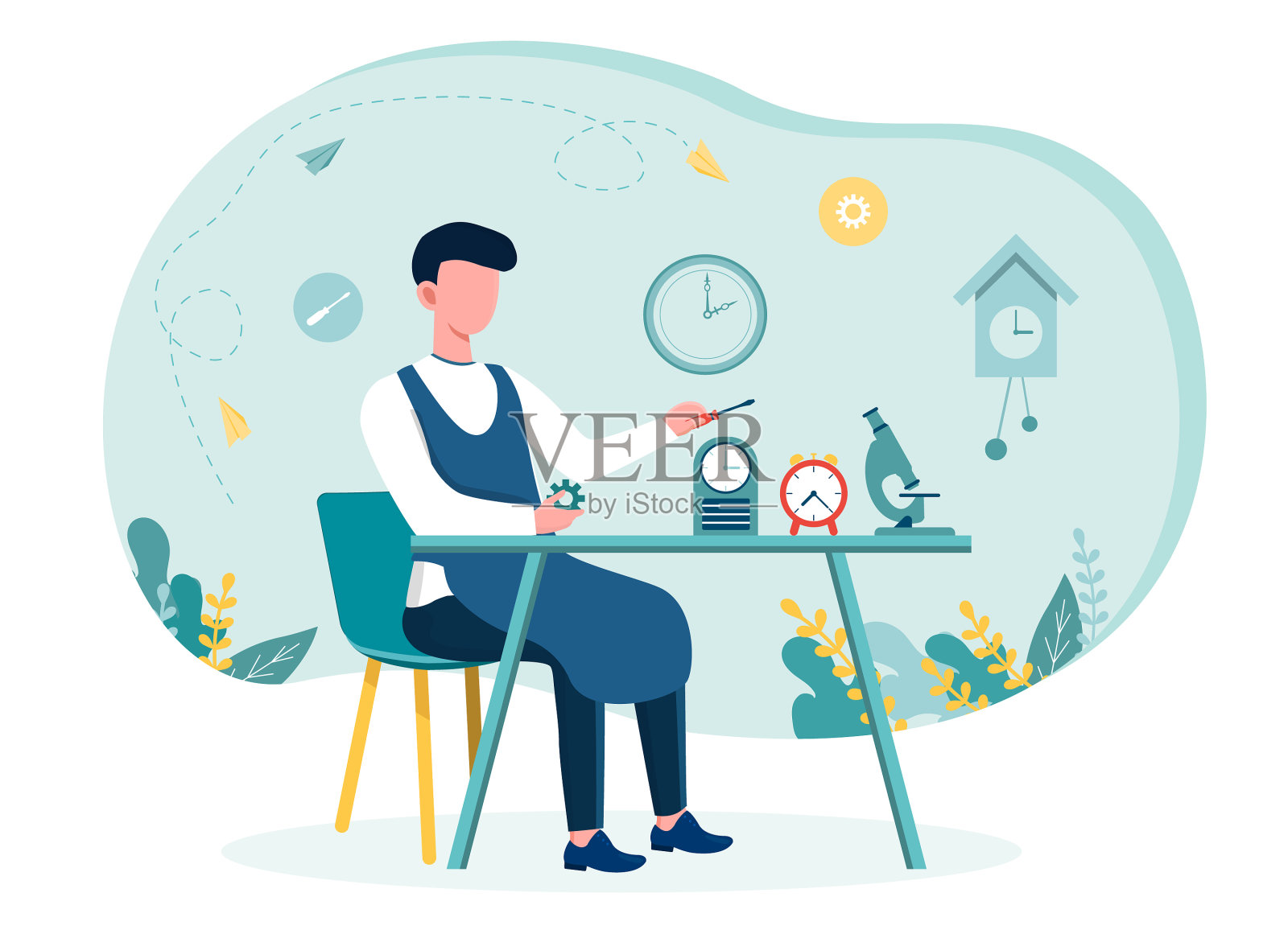 职业男性钟表匠设计元素图片