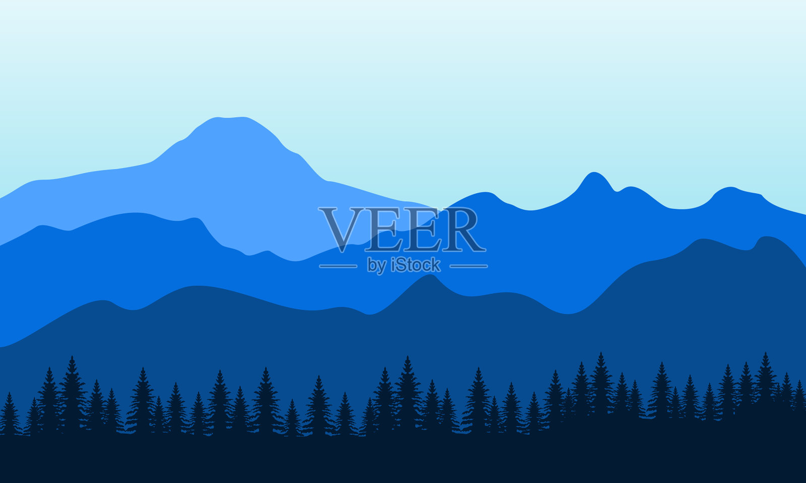 山清水秀，晨光明媚插画图片素材