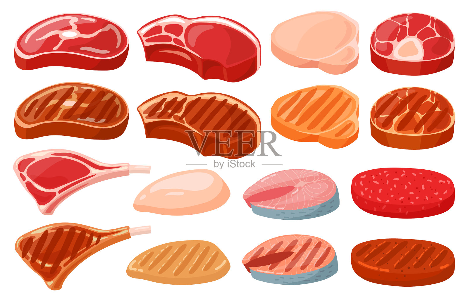 肉排，卡通，新鲜，炸牛排，牛肉插画图片素材