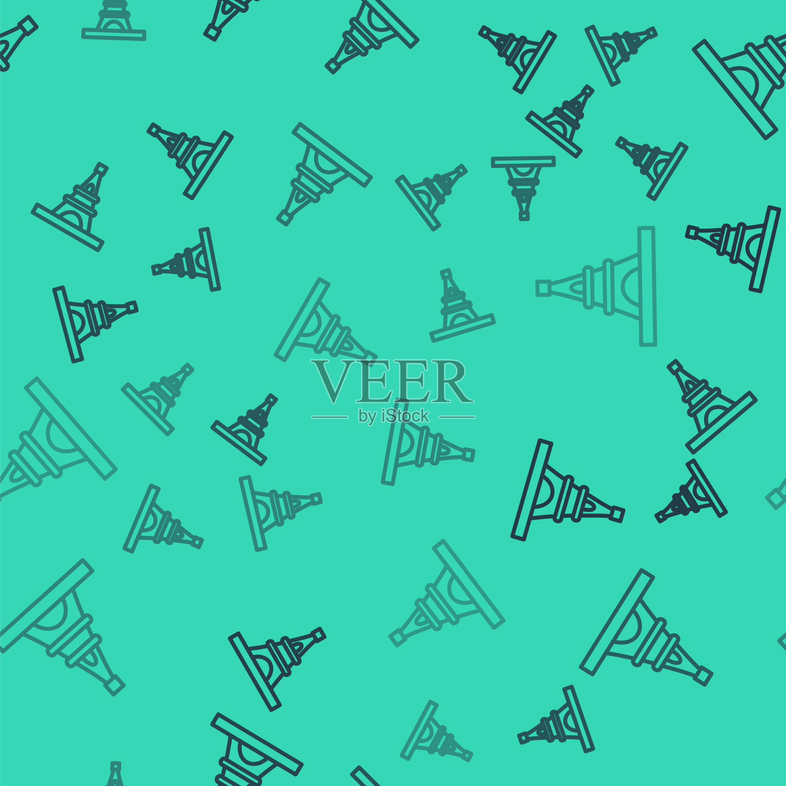 黑色线条的埃菲尔铁塔图标孤立无间插画图片素材