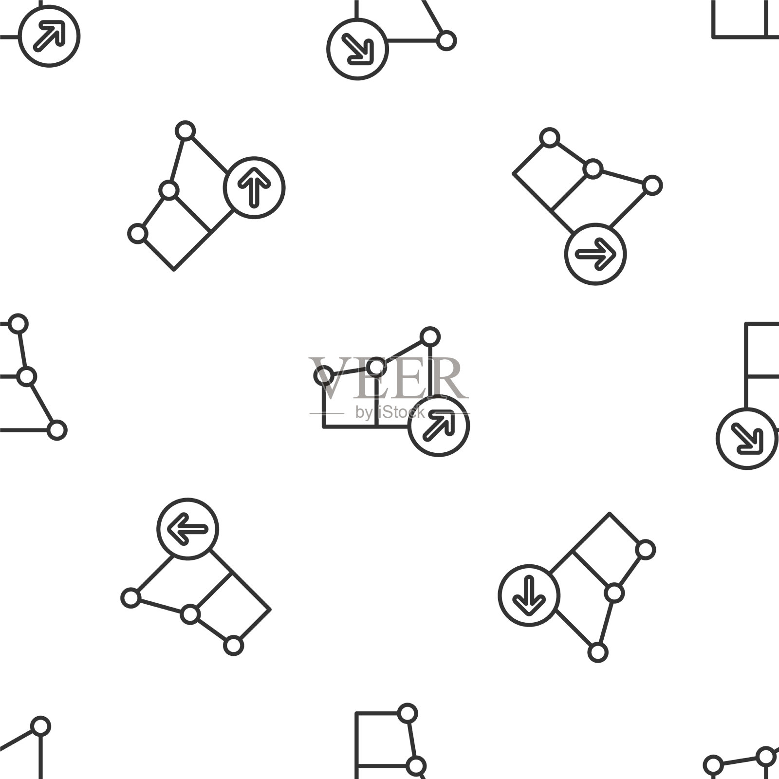 灰色线金融增长图标孤立无间插画图片素材