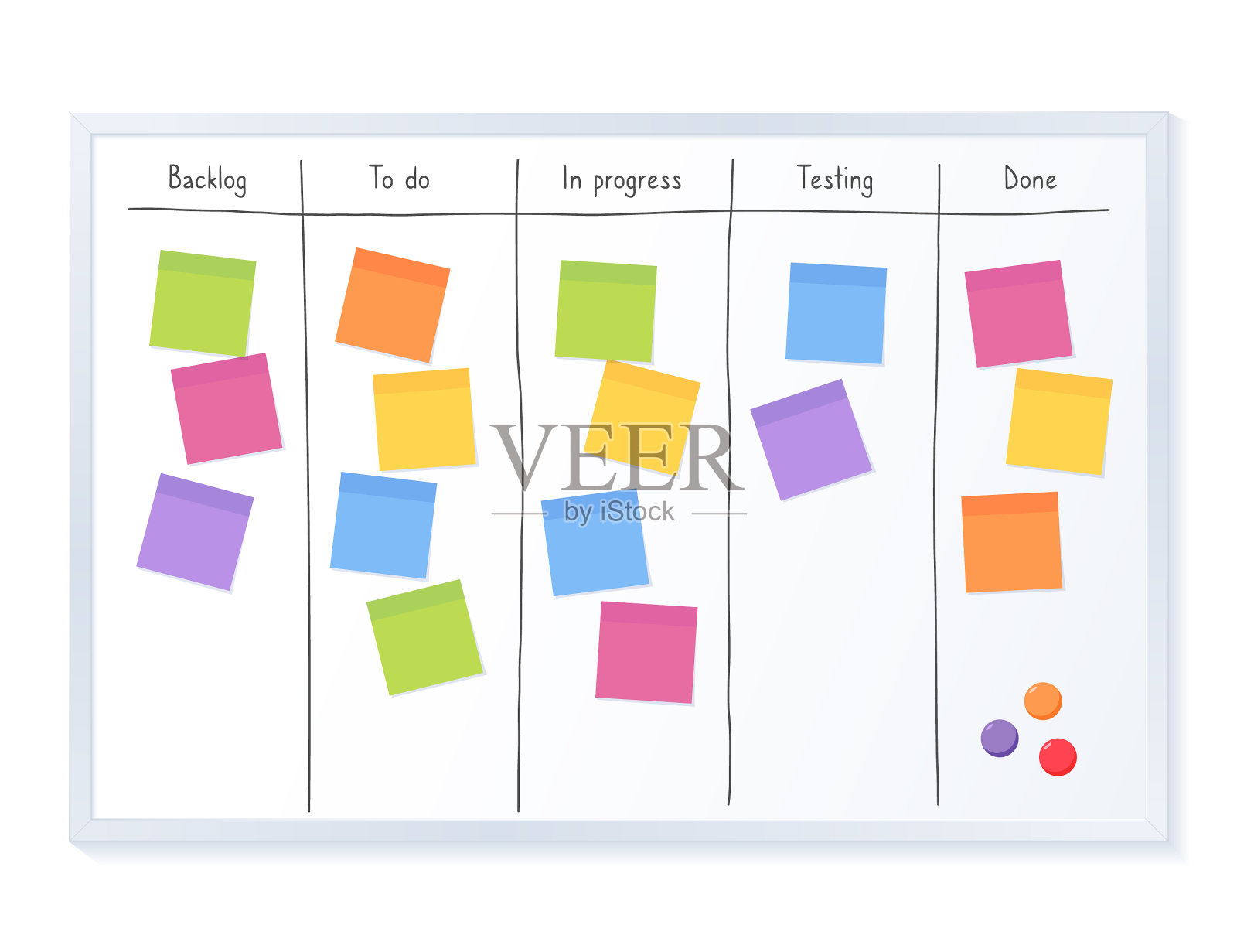 看板板用空白的便利贴纸为插画图片素材