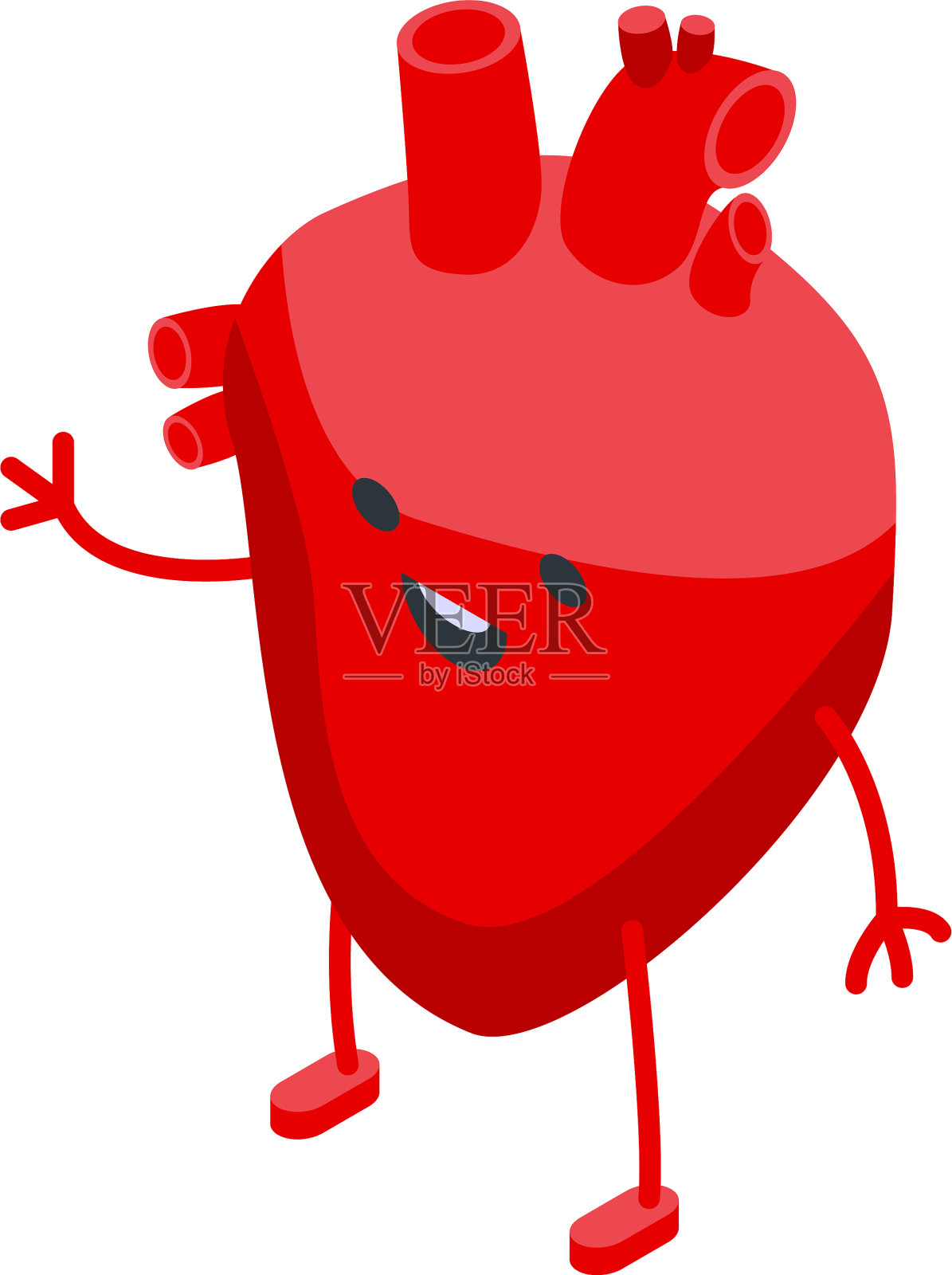 红色健康心脏图标等距样式插画图片素材