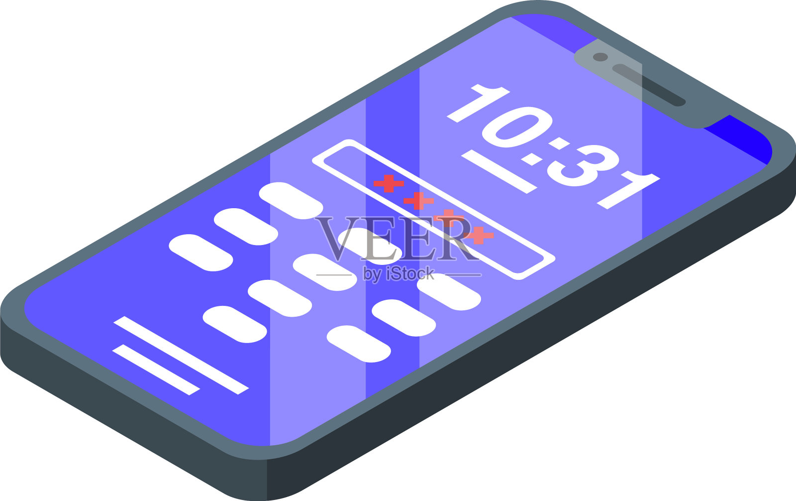 手机密码图标等距样式插画图片素材