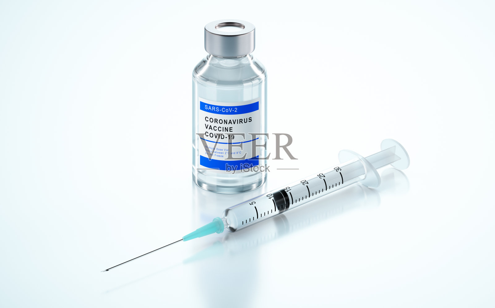 带注射器的冠状病毒疫苗烧瓶照片摄影图片