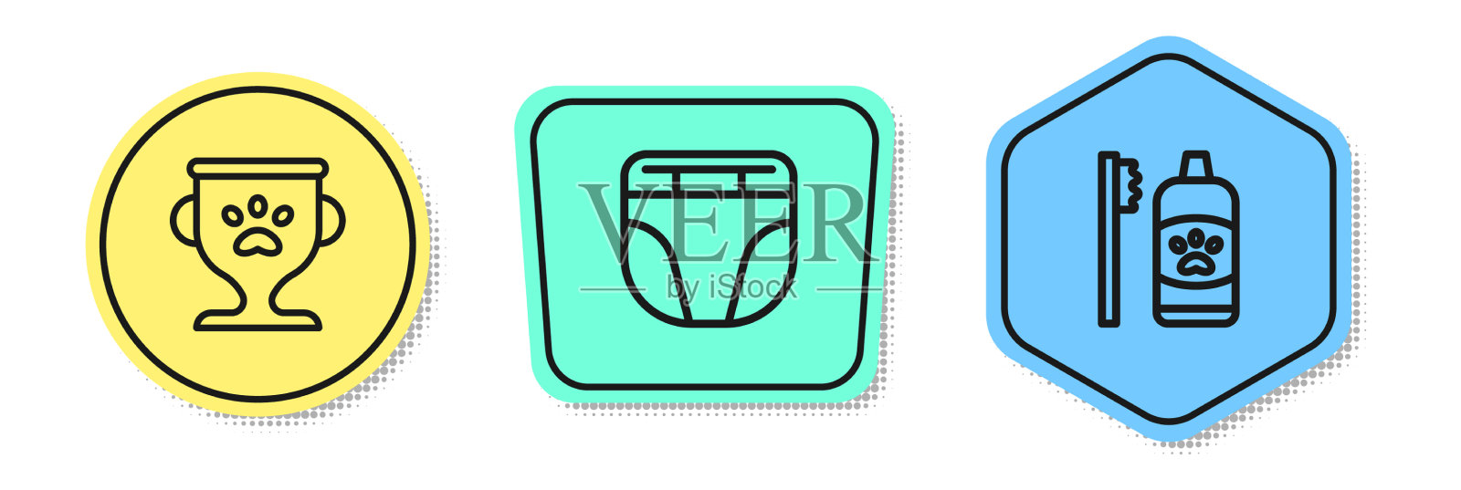 为狗狗和牙医设置宠物奖励尿布插画图片素材