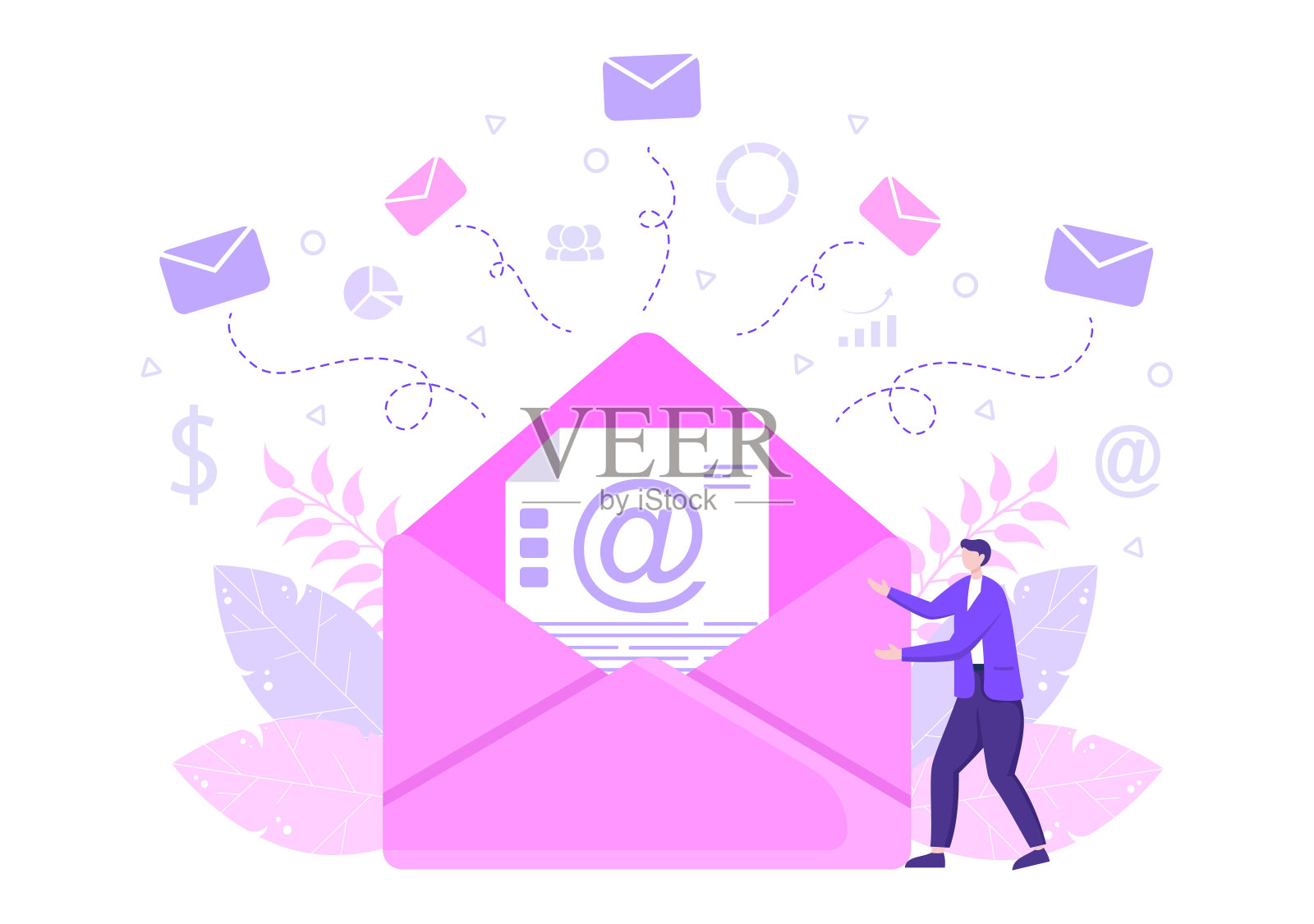 电子邮件营销矢量插图设计数字，活动，网页，业务演示，或移动社交网络插画图片素材