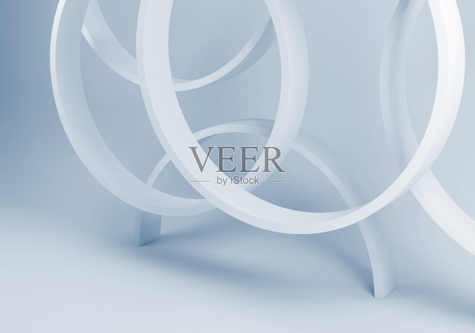 浅蓝色抽象背景与环，三维照片摄影图片