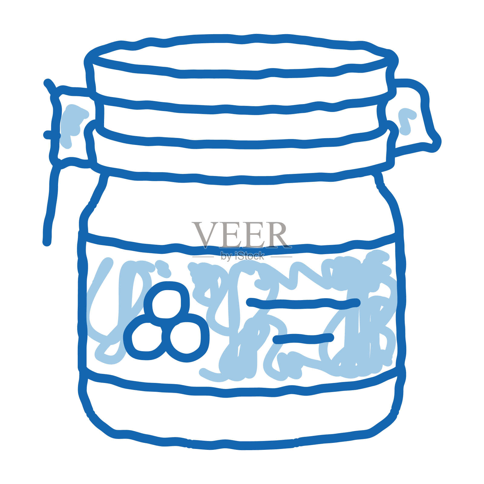 鱼子酱瓶涂鸦手绘图标插画图片素材