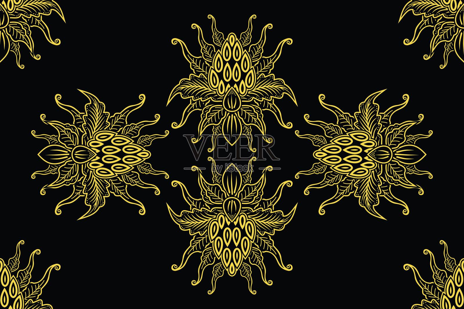 无缝模式与花卉矢量插图插画图片素材