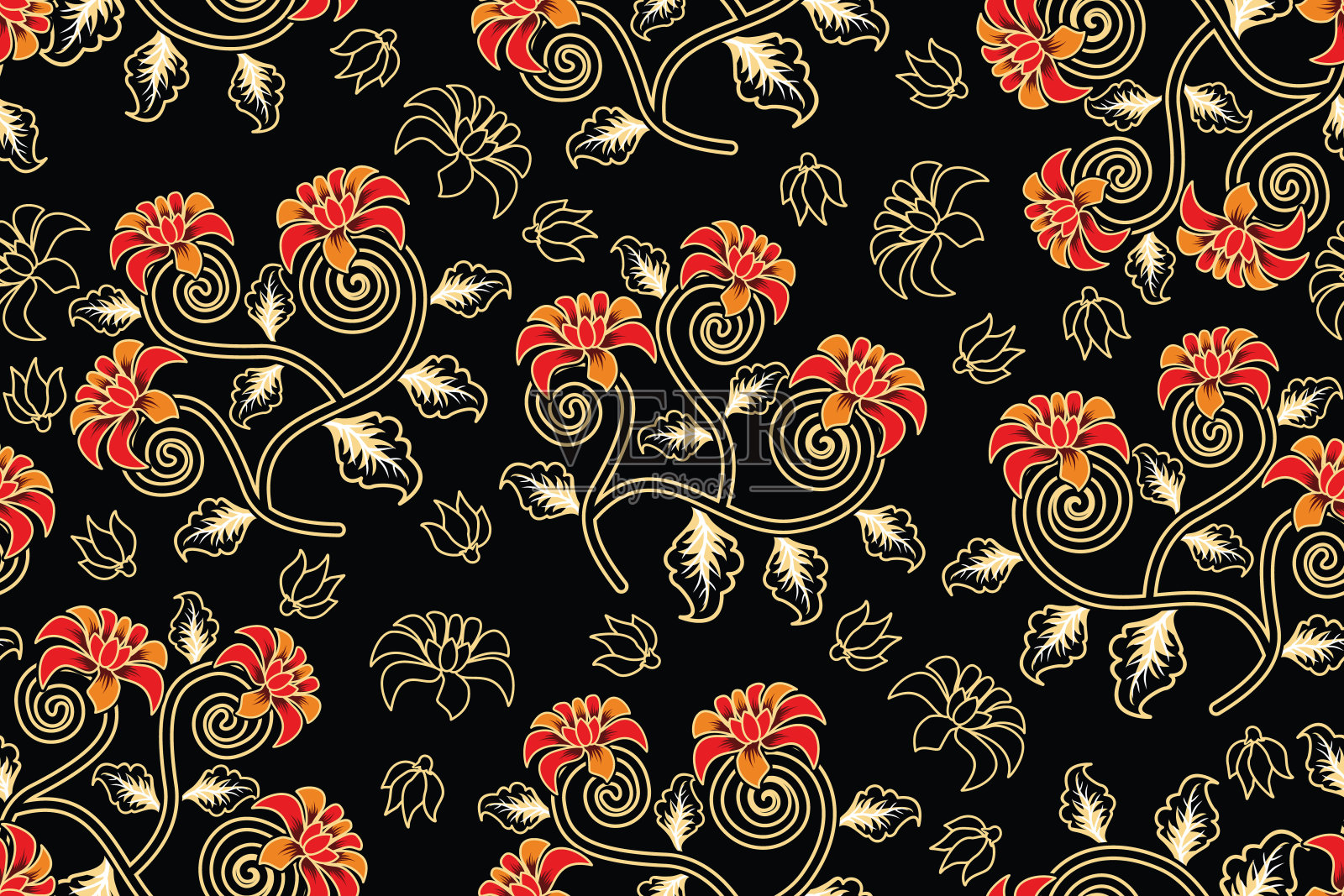 无缝模式与花卉矢量插图插画图片素材