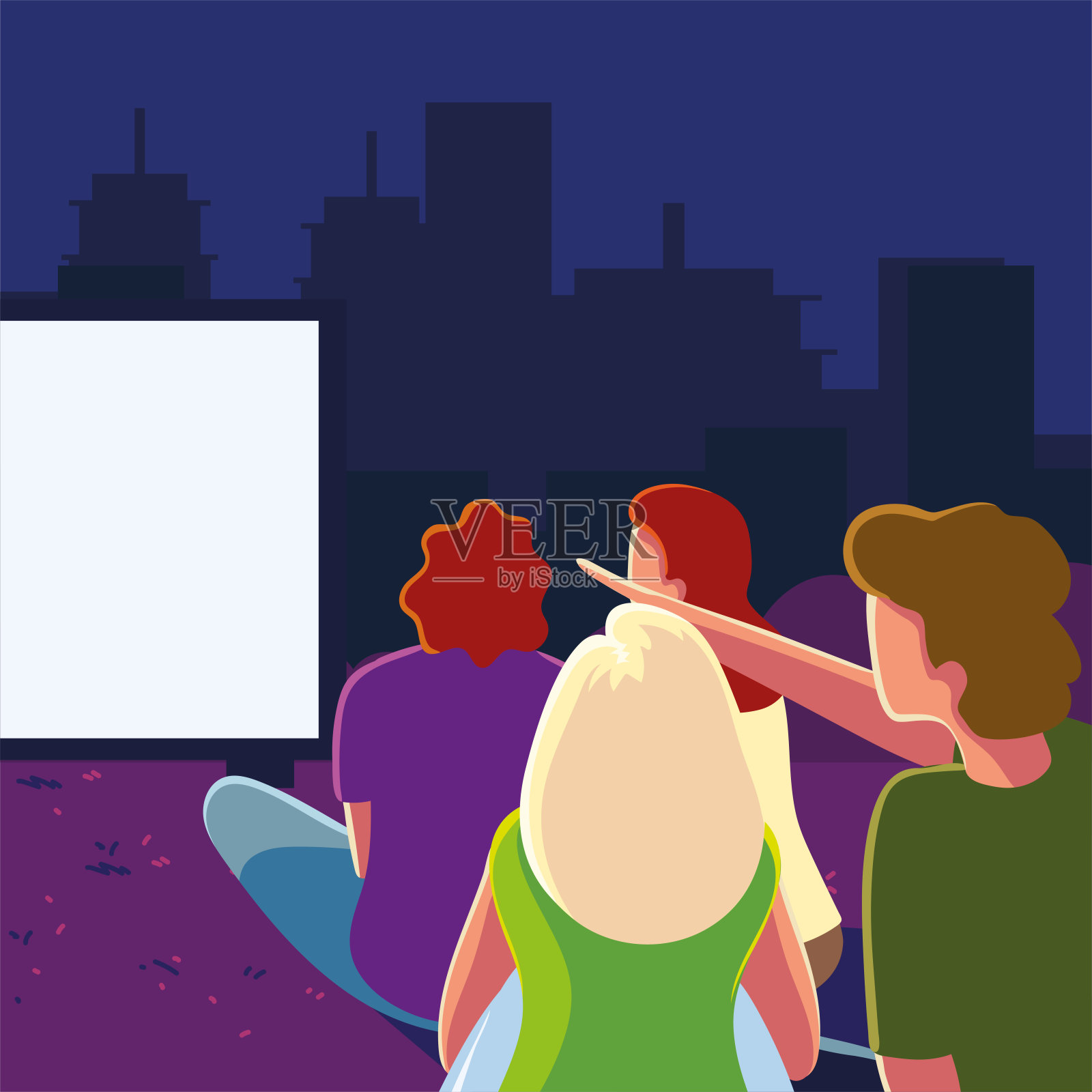 人们在户外电影插画图片素材