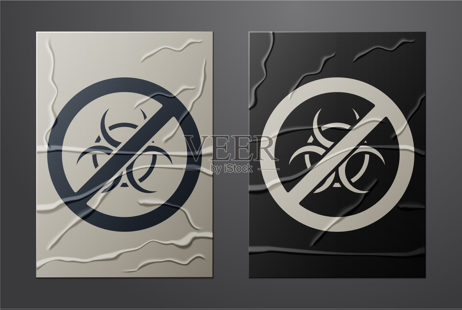 白色停止gmo图标孤立在皱巴巴的纸插画图片素材