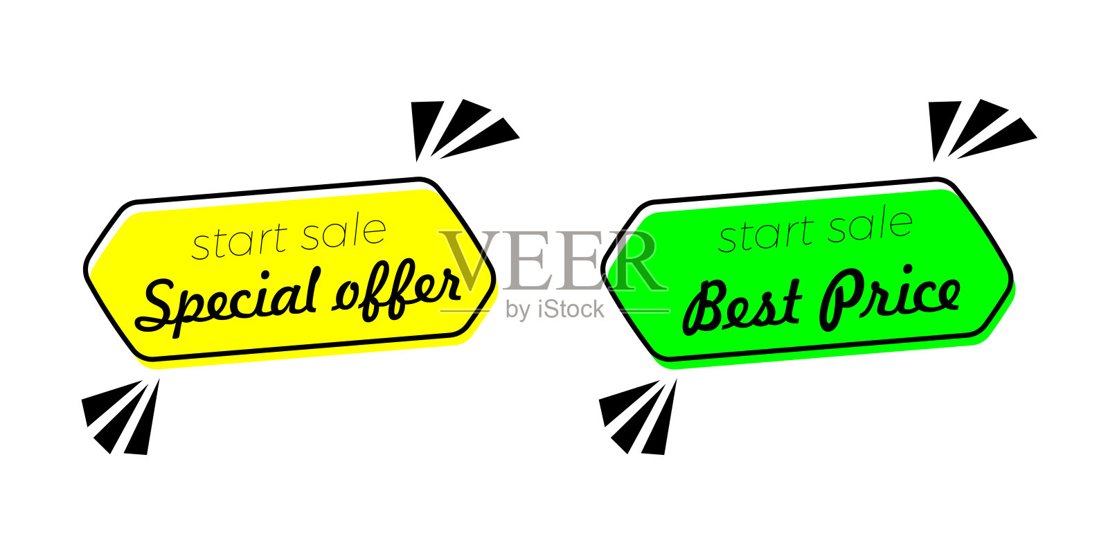 抽象的设计。特价和最优惠的价格，大减价的文字。现代的旗帜。向量设计元素图片