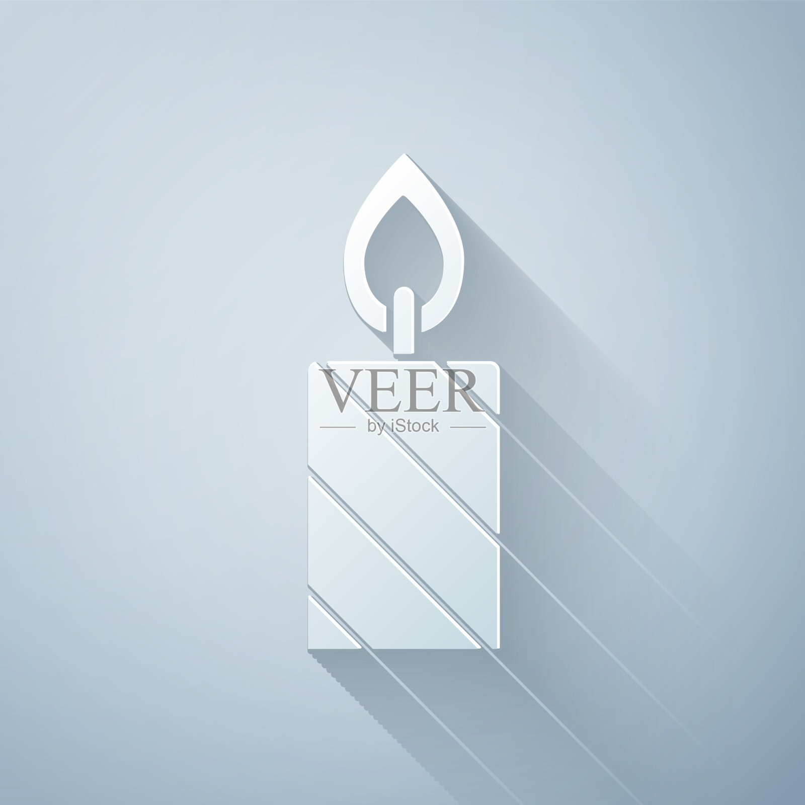 剪纸燃烧的蜡烛在烛台图标插画图片素材