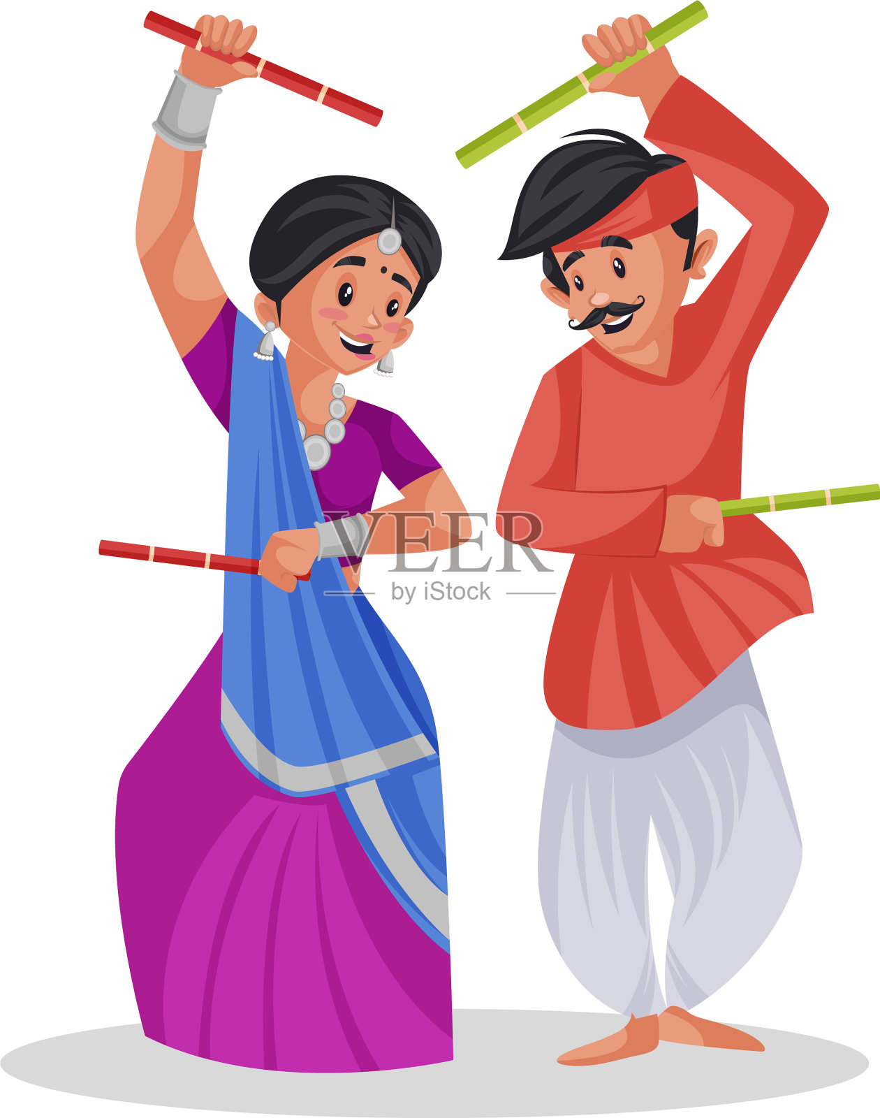 印度古吉拉特女人的卡通设计元素图片