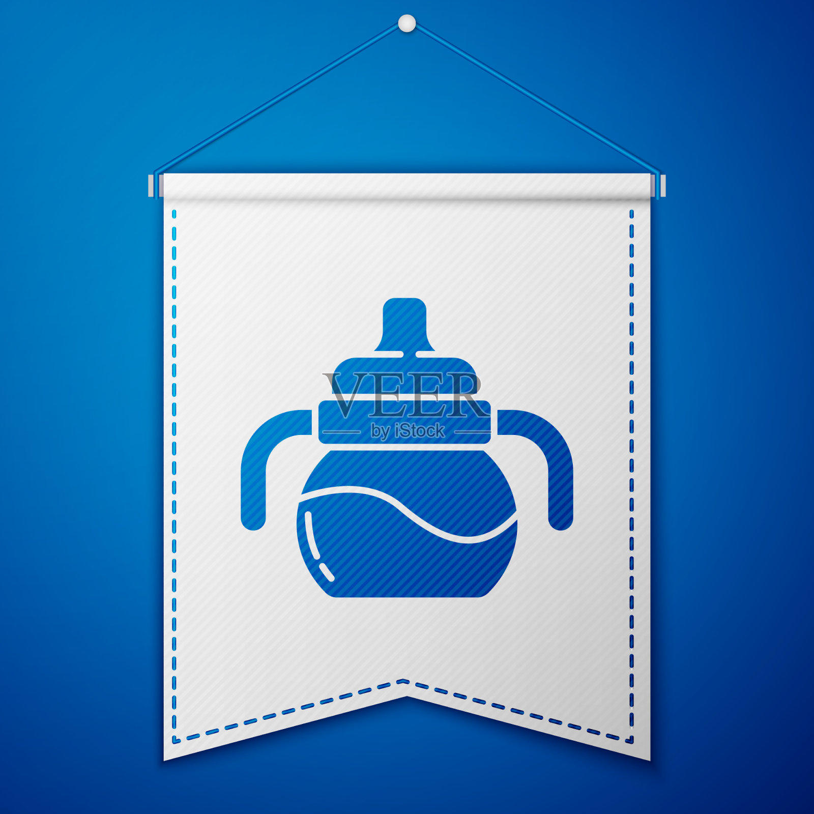 蓝色酒瓶图标孤立在蓝色背景插画图片素材