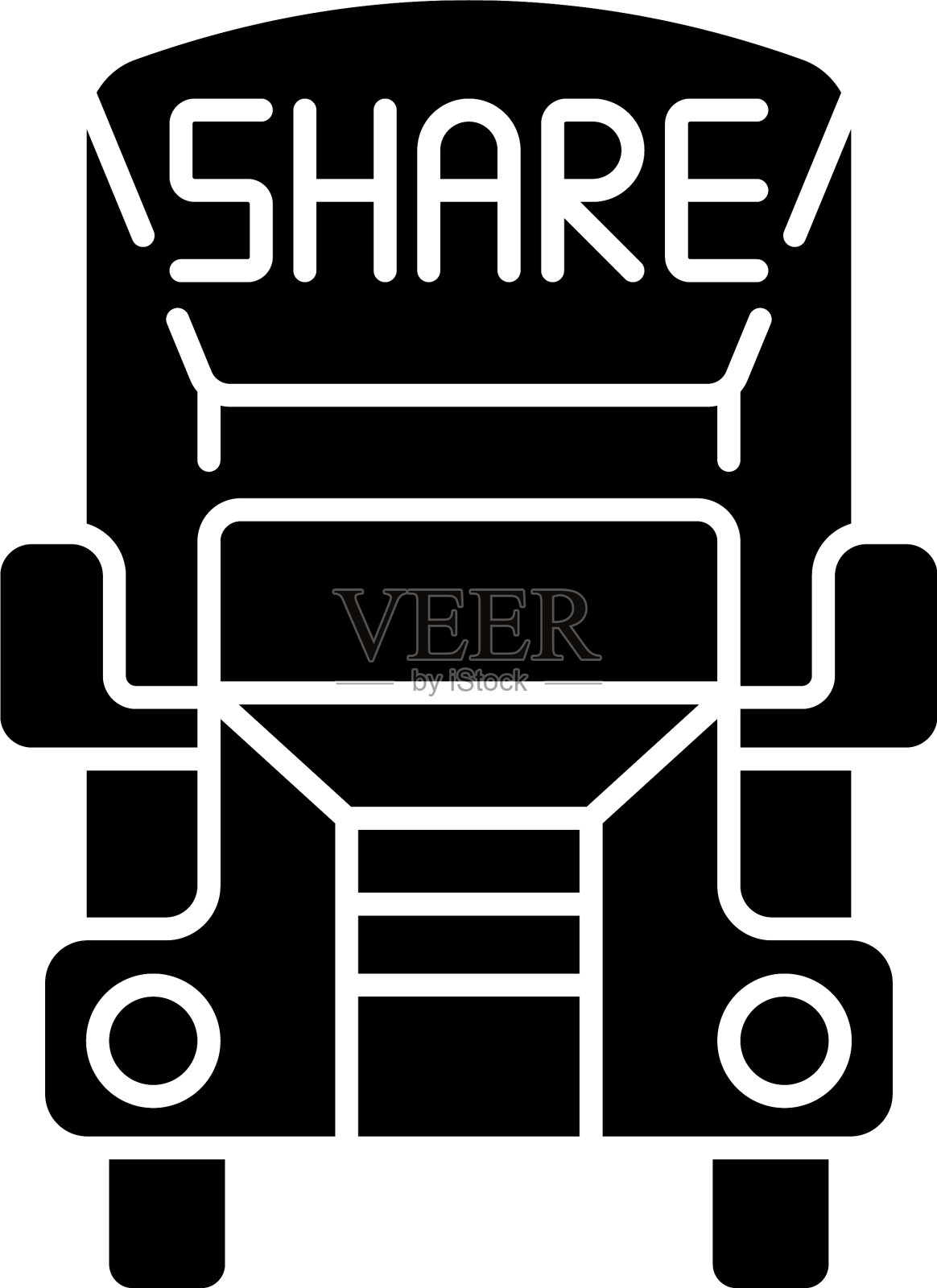 卡车共享黑色字形图标设计元素图片