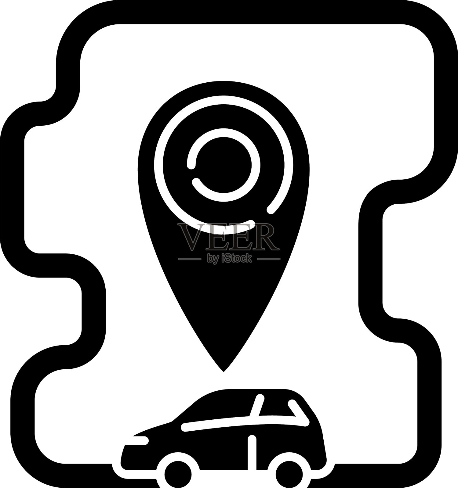 往返汽车共享黑色字形图标设计元素图片