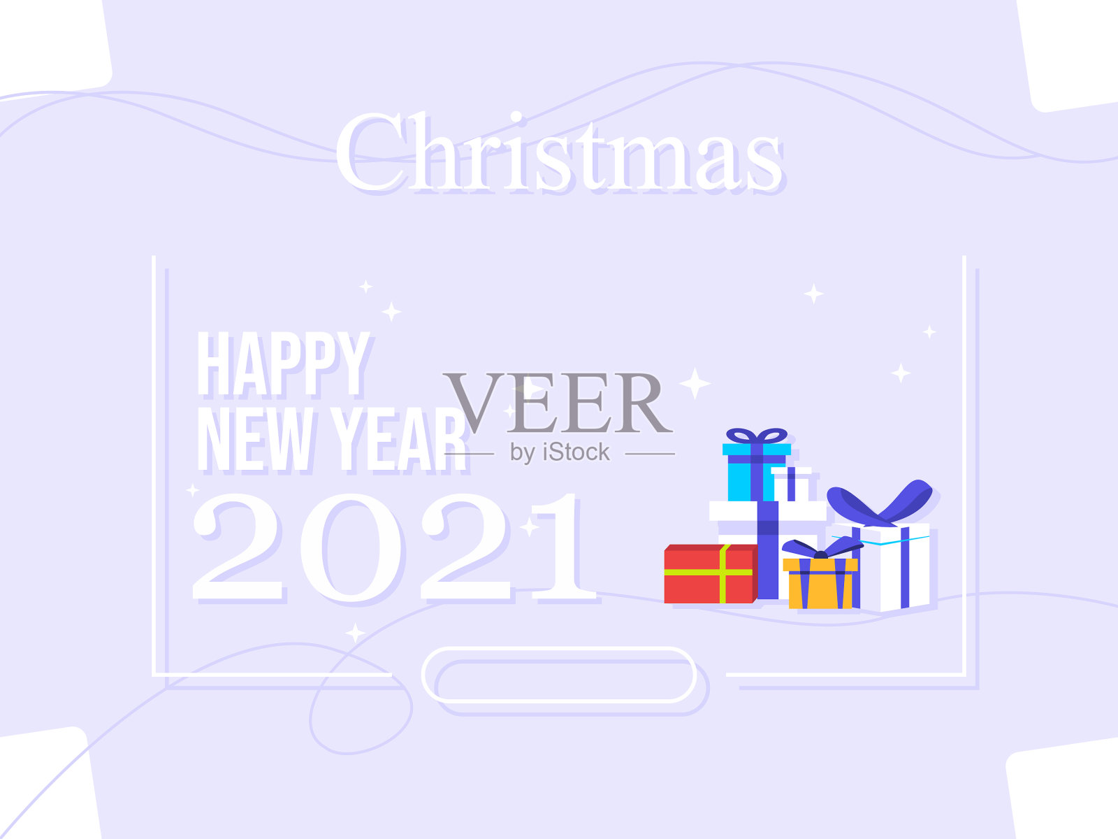 社交媒体设计理念新年圣诞插画图片素材