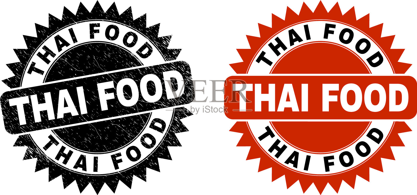 泰国食品黑色玫瑰形印章，表面不洁插画图片素材