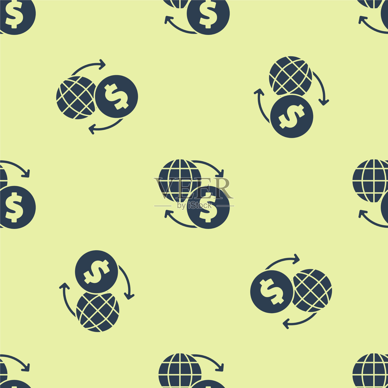 蓝色货币兑换图标隔离无缝模式插画图片素材