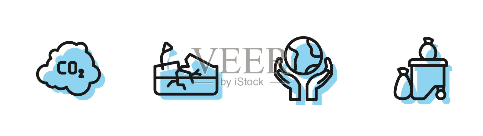 设定线手控制地球二氧化碳排放量插画图片素材