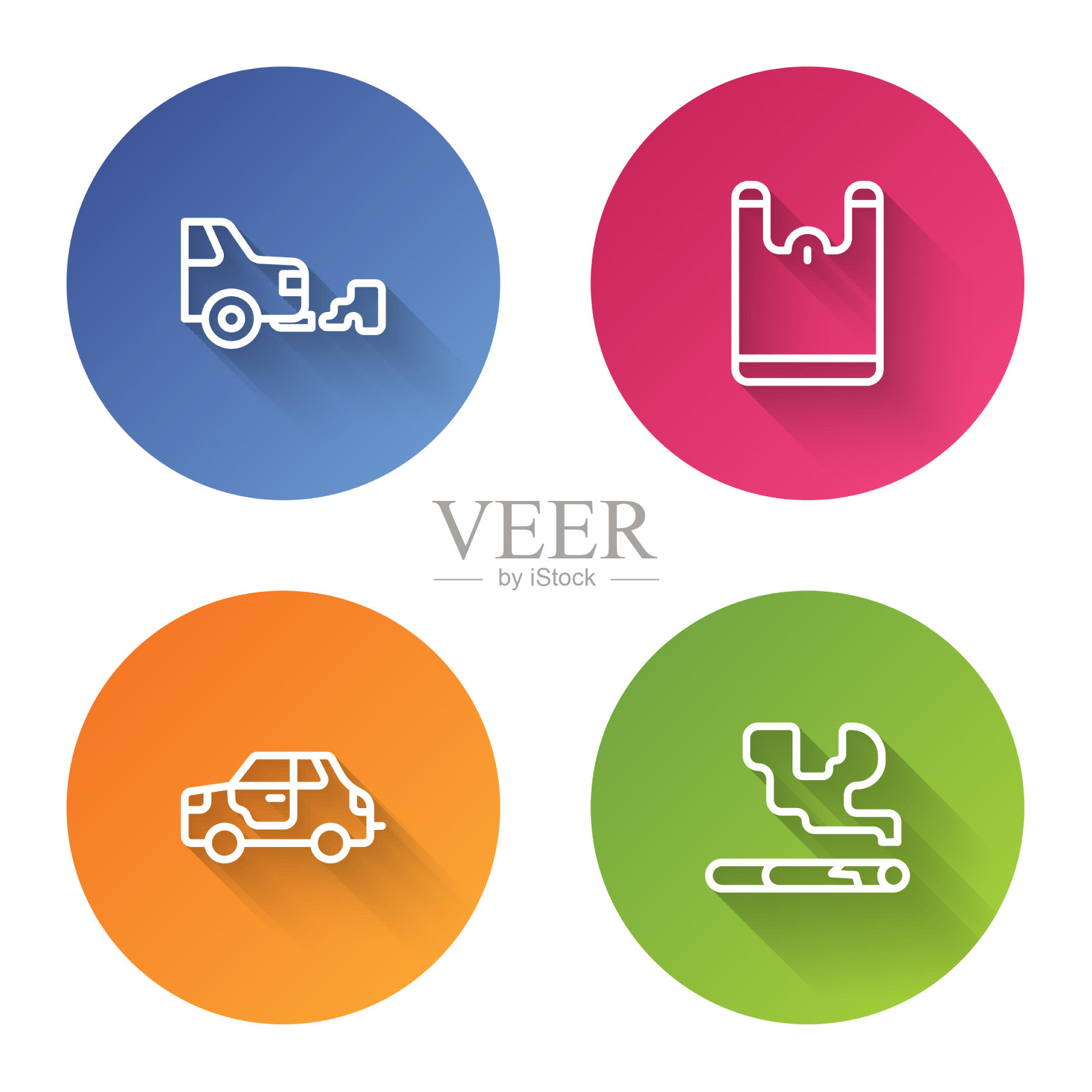 设汽车排气塑料袋及卷烟线插画图片素材