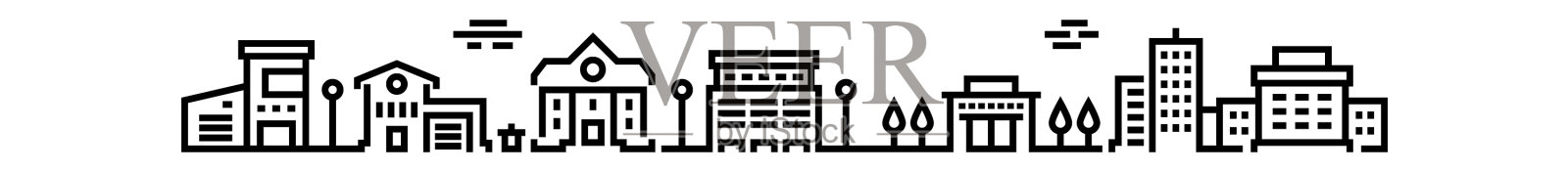 城市轮廓景观最小城市景观轮廓图标素材