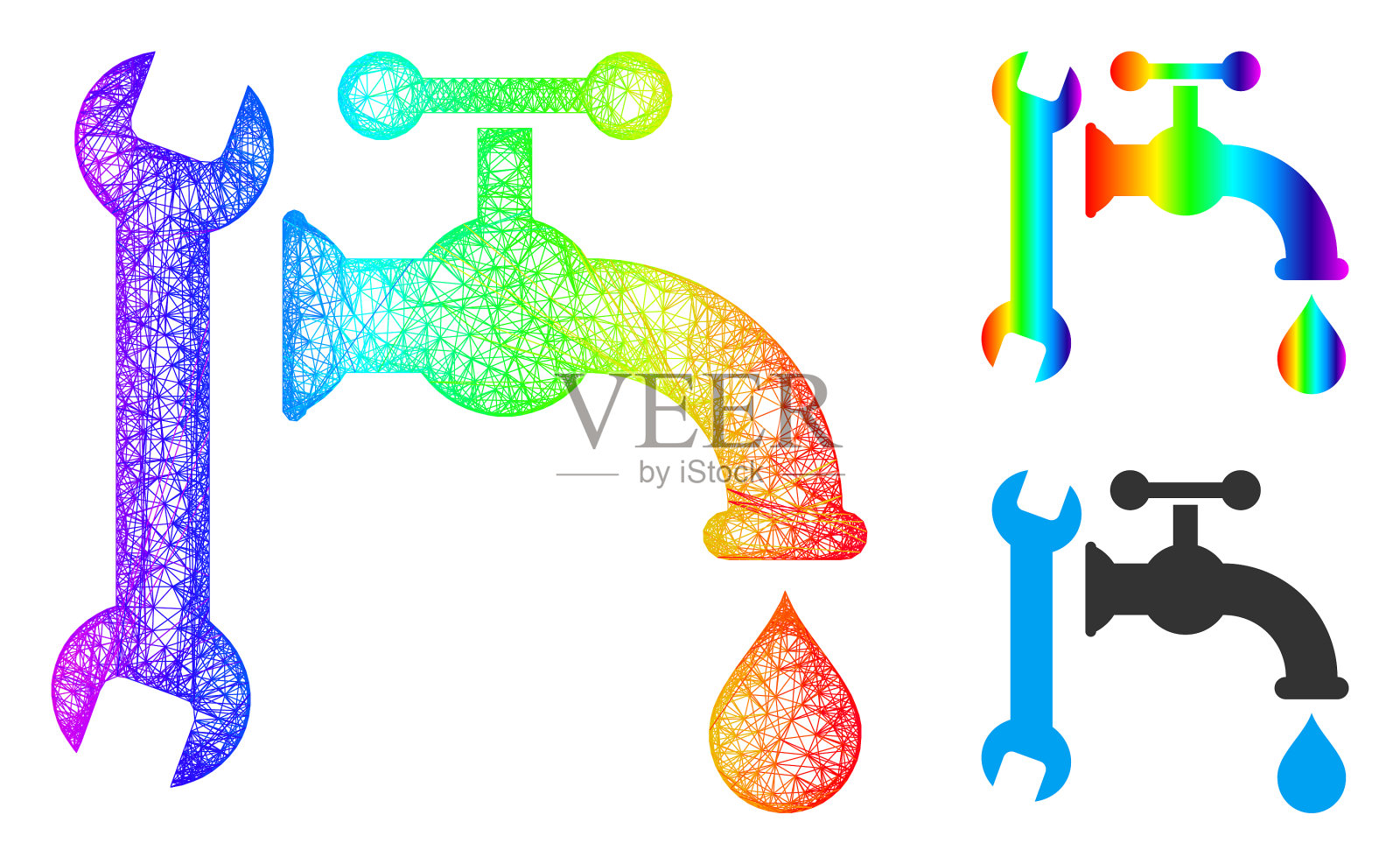 彩虹网梯度管道图标插画图片素材