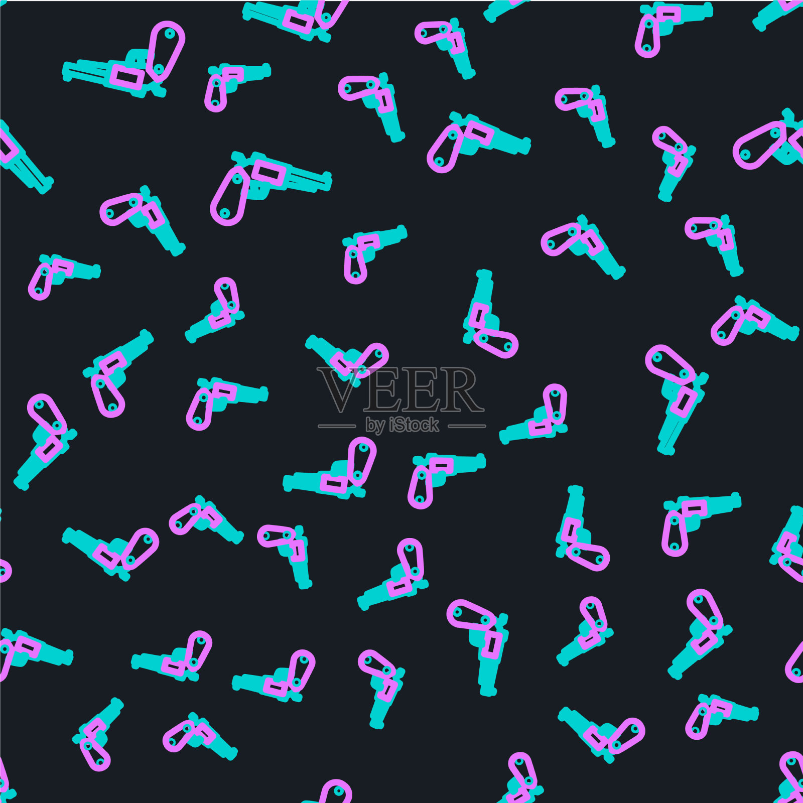 线左轮手枪图标隔离无缝模式插画图片素材