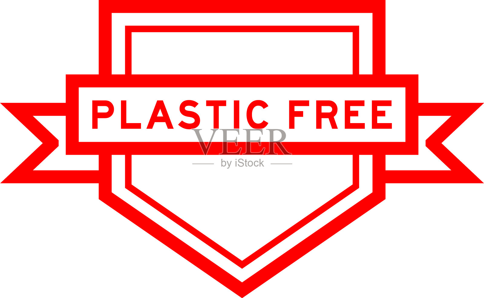 复古红色五角形标志横幅与字插画图片素材