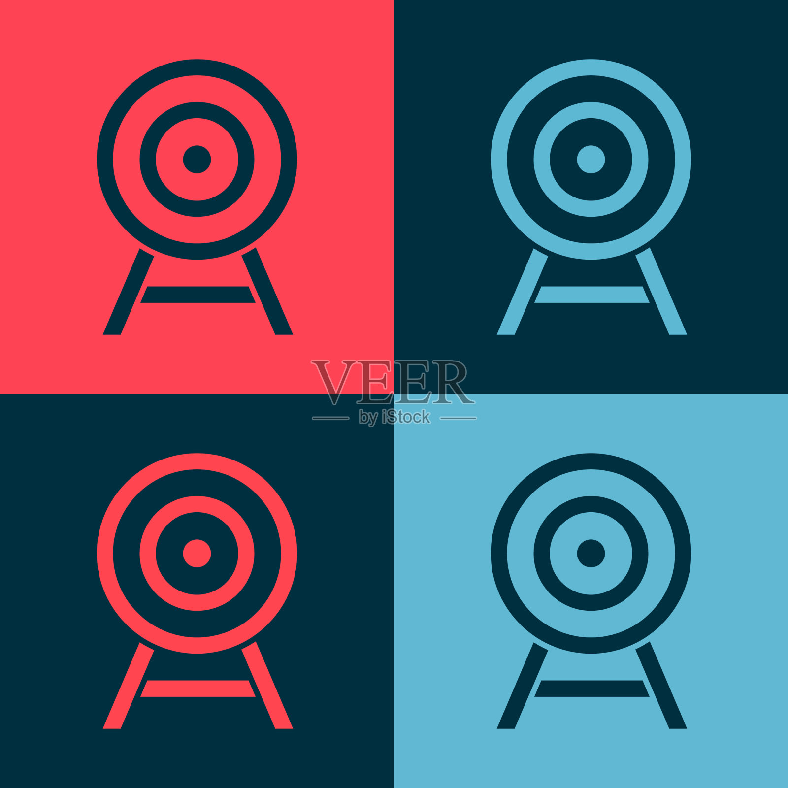 波普艺术目标与箭头图标孤立的颜色图标素材