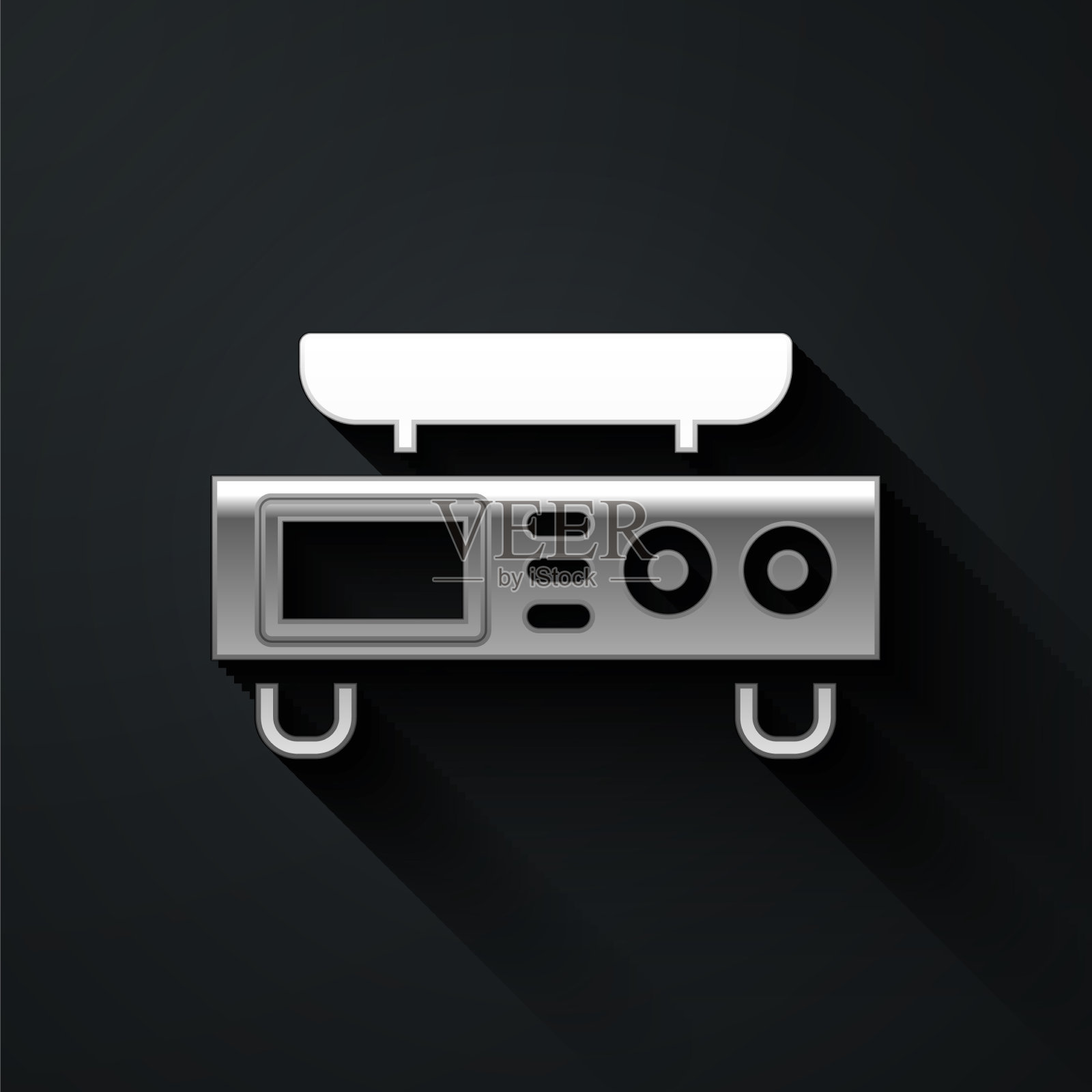 银色电子秤图标孤立在黑色上插画图片素材