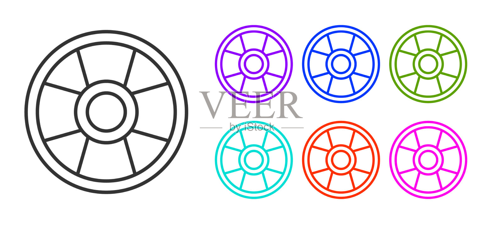 黑线赌场芯片图标孤立在白色插画图片素材